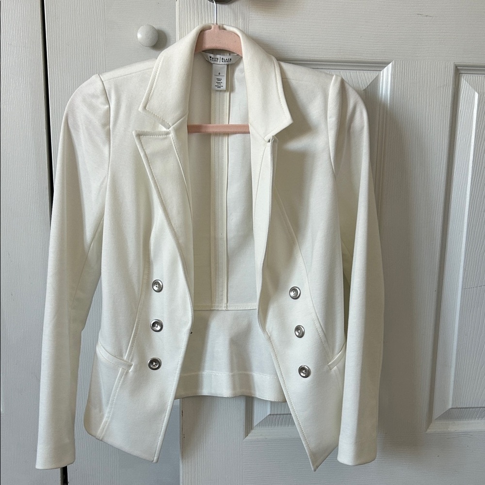 White House Black Market Double-Breasted White Blazer